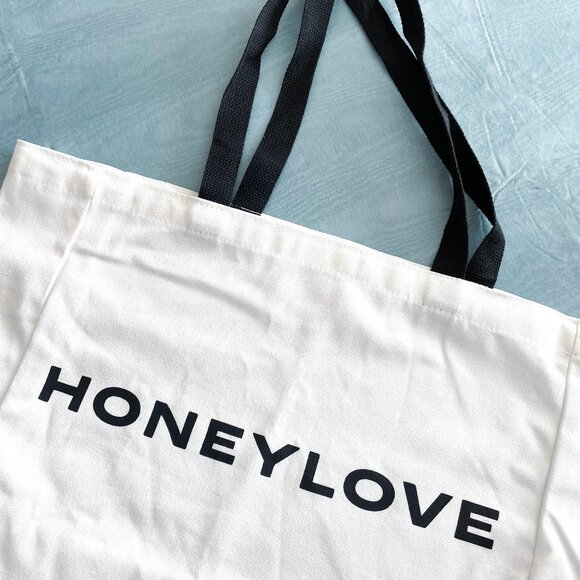 Honeylove White Canvas Tote Shoulder Straps Cloth Shopping Bag - Picture 7 of 8